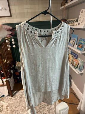 PPLA Cream Stud-Trim Sleeveless Top